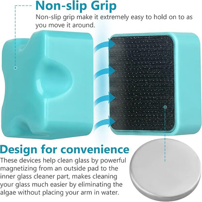 Magnetic Aquarium Fish Tank Glass Algae Scrapers Glass Cleaner Scrubber Clean [Compact, Scratch-Free, Non-Slip, Magnetizing] Mini Neptonion