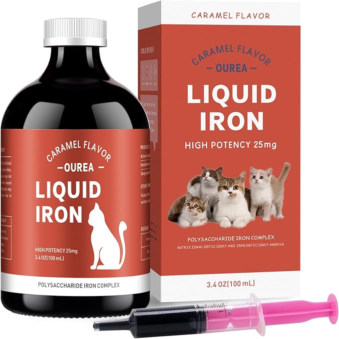 Iron Supplements for Cats-Liquid Iron Supplement for Anemia Cat-Polysaccharide Iron Complex Supports for Anemia in Cats Blood Health and Addresses Nutritional Deficiencies-Cat Care Essentials Ourea