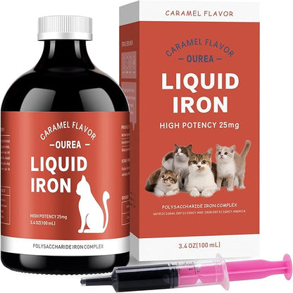 Iron Supplements for Cats-Liquid Iron Supplement for Anemia Cat-Polysaccharide Iron Complex Supports for Anemia in Cats Blood Health and Addresses Nutritional Deficiencies-Cat Care Essentials Ourea