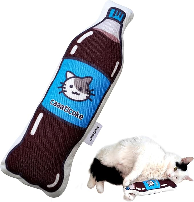 Large Size Premium Catnip Toy - 100% Original - Durable and Easy Clean - Crinkly & Squishy - Cat Gift - Cola Coke Size of Cats - Self Play for High Energy Indoor Cats - PAWPICO