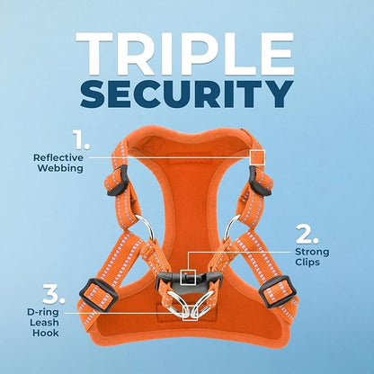 Best Pet Supplies Voyager Adjustable Dog Vest Harness Breathable No Pull Harness for Small, Medium, Large Dogs, Heavy Duty Harness for Walking, Jogging, Easy Step-In, Reflective Stripes - (Orange), XL BestPetSuppliesLLC