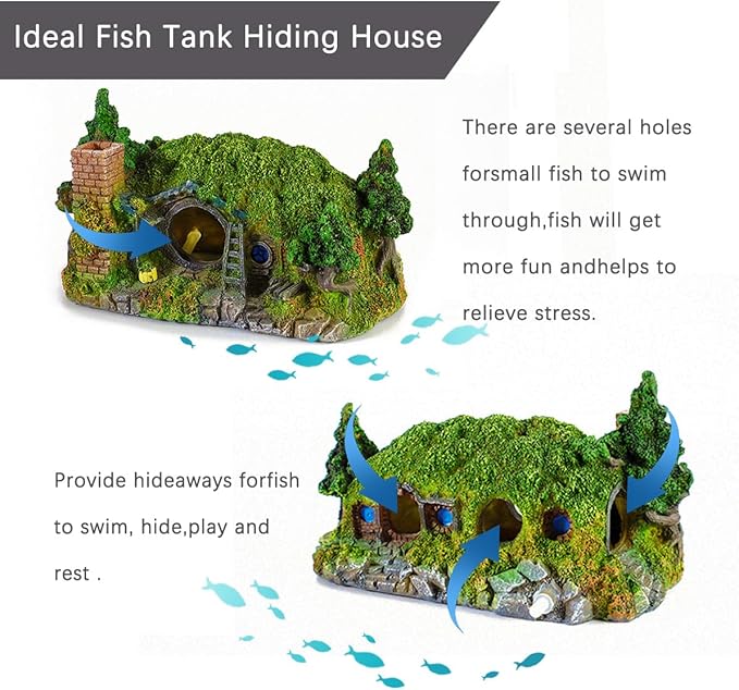 fazhongfa Aquarium Decorations Castle Fish Tank Décor Thematic Ornaments (Hobbit-Small) fazhongfa