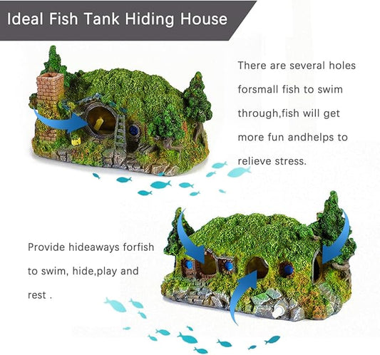 fazhongfa Aquarium Decorations Castle Fish Tank Décor Thematic Ornaments (Hobbit-Small) fazhongfa