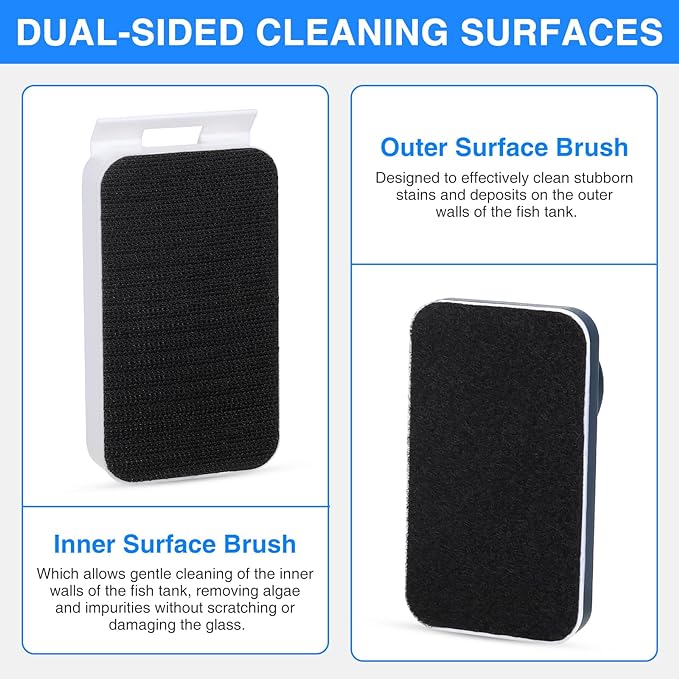Aquarium Strong Magnetic Glass Cleaner Brush, Fish Tank Algae Magnet Cleaning Tool with 2 Detachable Scrapers, Mag Float Scrubber for 0.2 Inch Glass and Acrylic Tanks fishkeeper