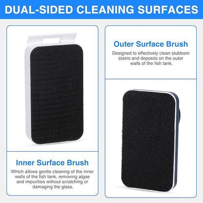 Aquarium Strong Magnetic Glass Cleaner Brush, Fish Tank Algae Magnet Cleaning Tool with 2 Detachable Scrapers, Mag Float Scrubber for 0.2 Inch Glass and Acrylic Tanks fishkeeper