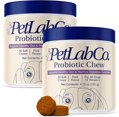 PetLab Co. Probiotics for Dogs, Support Gut Health, Occasional Diarrhea, Digestive Health & Seasonal Allergies - Pork Flavor - 30 Soft Chews - Packaging May Vary (Value 2-Pack) PetlabCo