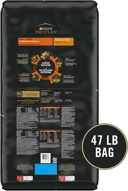 Purina Pro Plan Complete Essentials Shredded Blend Chicken and Rice Dog Food Dry Formula with Probiotics for Dogs - 47 lb. Bag - PAWPICO