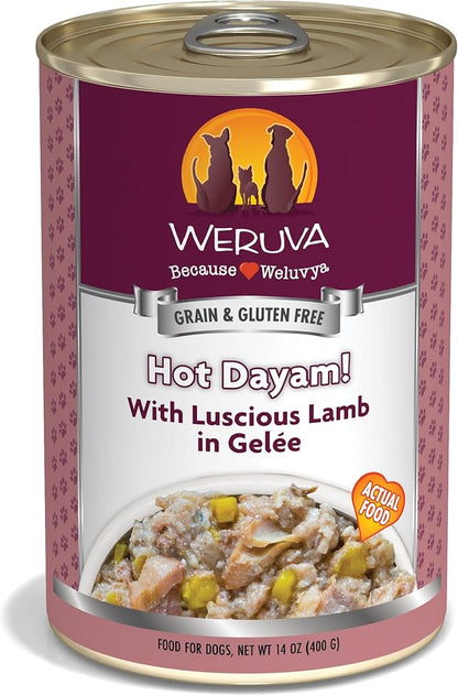 Weruva Classic Dog Food, Hot Dayam! with Lamb in Gelée, 14oz Can (Pack of 12) - PAWPICO