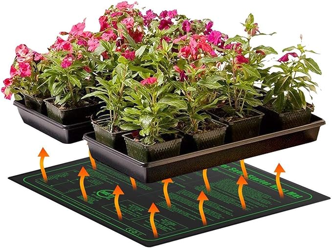 iPower GLHTMTM-A 20" x 20" Waterproof Durable Seedling Heat Mat Warm Hydroponic Plant for Indoor Gardening Germination Starting, black iPower