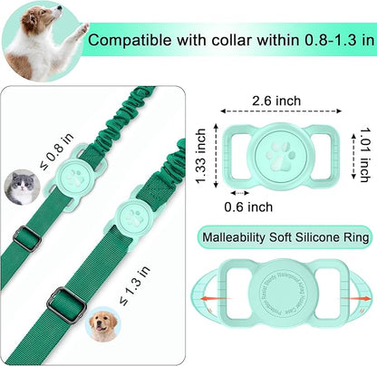 SANKALA Airtag Dog Collar Holder, [1 Pack] Waterproof Dog Airtag Holder, Silicone Full Body Covered Anti-Lost Protective Apple Air Tag Holder for Pet Collar - Fits All Width Collars, Mint Green SANKALA
