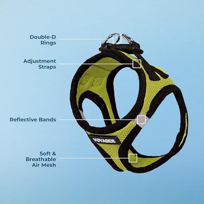 Voyager Step-in Air Dog Harness - All Weather Mesh, Reflective, No Pull Harness for Small, Medium Dogs, Cats - Secure with Hook & Loop Fastener, Buckle, Double D-Rings - Lime Green/Black Trim, XS BestPetSuppliesLLC