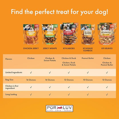Dog Treats, Chicken & Sweet Potato Jerky Wraps, Made with Real Chicken, 16 Ounces, Rawhide Free, Healthy, Easily Digestible, Long Lasting, High Protein Dog Treat, Satisfies Dog's Urge to Chew - PAWPICO