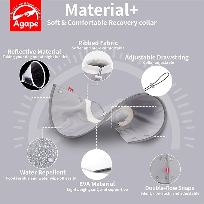 Agape Soft Dog Cone for Small Dogs & Cats, Comfy Dog Recovery Collar After Surgery, Adjustable E Collar Alternative to Stop Licking, Protective Elizabethan Collar for Pup&Kitty, Comfortable Dog Cones Agape
