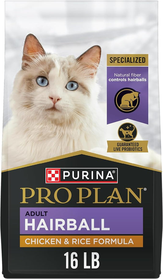 Purina Pro Plan Adult Hairball Control Cat Food Chicken and Rice Formula - 16 lb. Bag - PAWPICO