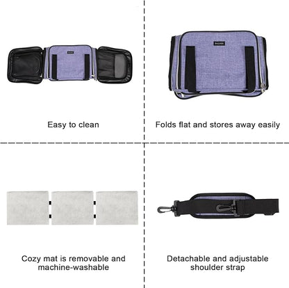 BAGLHER Cat Carrier Bag,Airline Approved Pet Carrier Soft Side Pet Travel 5 Sides Open Doors 3 Sides Expandable Foldable Dog Carrier with Fleece Pad - PAWPICO