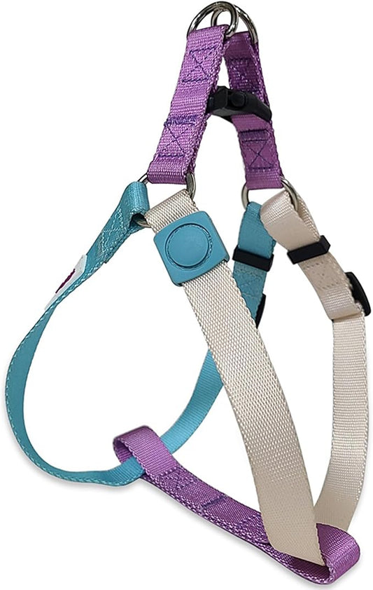 Small Dog Harness, Adjustable No-Pull, Tri-Color, Step-in Design, Heavy Duty, Easy Walk, Size 4/5"W x Chest 16" - 20" Pawhuggies