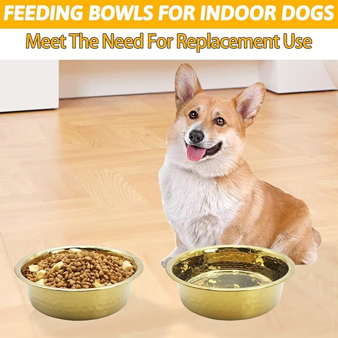 kathson 3pcs Premium Stainless Steel Dog Bowls, Hammered Thickened Metal Dog Bowl Feeding or Water Bowls for Small/Meidum/Large Sized Dogs&Cats Stackable Metal Cat Bowl Dishwasher Safe 7.1 Dia. - PAWPICO
