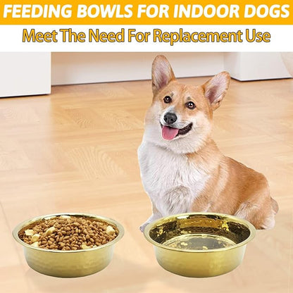 kathson 3pcs Premium Stainless Steel Dog Bowls, Hammered Thickened Metal Dog Bowl Feeding or Water Bowls for Small/Meidum/Large Sized Dogs&Cats Stackable Metal Cat Bowl Dishwasher Safe 7.1 Dia. - PAWPICO