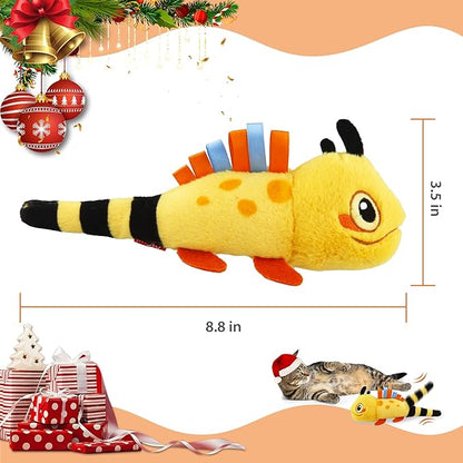 Gigwi Flopping Lizard Interactive Cat Toys with Catnip & Silvervine, Floppy Wiggle Cat Toy for Indoor Cats, Moving Activated Cat Kicker Toys, Electric Kitten Toys with USB Rechargeable - PAWPICO