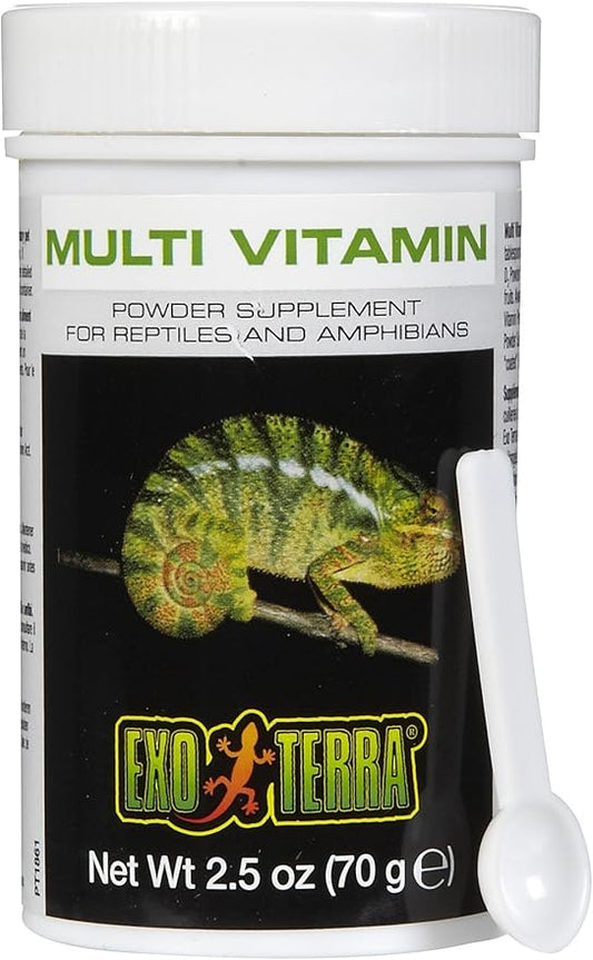 Exo Terra Multi Vitamin Powder Supplement for Reptiles & Amphibians - Balanced Blend of Vitamins, Minerals, Amino Acids & Trace Elements - Supports Growth, Reproduction & Vital Functions 2.5 oz ExoTerra