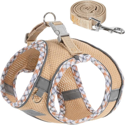 Dog Harness and Leash Set, No Pull Pet Harness for Small Dogs Easy Walking,Soft Breathable Small Dog Harness,Adjustable Reflective Step in Vest Harness for Puppy,Kitten, Cats TomteNisse