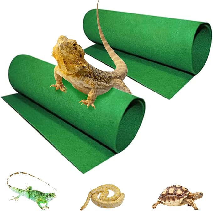 Tfwadmx Reptile Carpet, 2 Pack of Bearded Dragon Mat Terrarium Substrate Liner Bedding for Snake Turtle Lizard Geckos Hermit Crabs (24'' X 16'') Tfwadmx