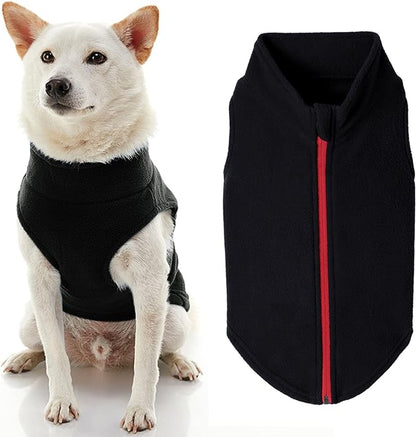 Gooby Zip Up Fleece Dog Sweater - Black, 3X-Large - Warm Pullover Fleece Step-in Dog Jacket with Dual D Ring Leash - Winter Small Dog Sweater - Dog Clothes for Small Dogs Boy and Medium Dogs - PAWPICO