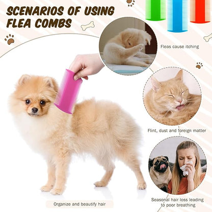 Hushee 100 Pcs Flea and Tick Grooming Tool - Double Sided Comb for Small Pets, Kittens and Puppies (5 Colors) Hushee