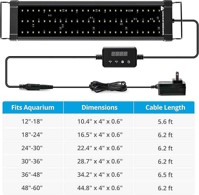 NICREW ClassicLED Plus LED Aquarium Light with Timer, 10 Watts, for 12 to 18 Inch Fish Tank Light, Daylight and Moonlight Cycle, Brightness Adjustable NICREW