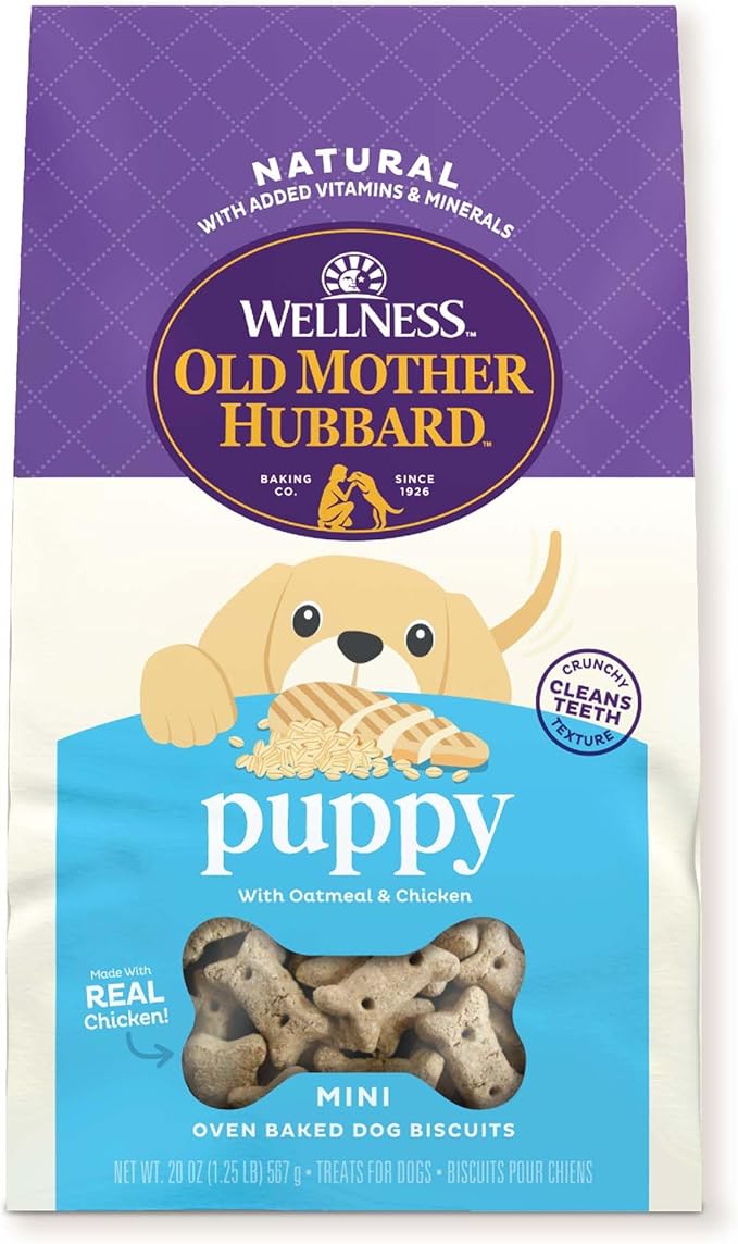 Old Mother Hubbard by Wellness Classic Natural Puppy Treats, Crunchy Oven-Baked Biscuits, Ideal for Training, Mini Size Dog Treats, 20 ounce bag - PAWPICO