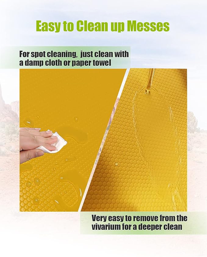 Bearded Dragon Tank Accessories, Reptile Substrate Floor, Leopard Gecko Tank Liner Mat for 40 Gallon, 20 Gallon, 50 Gallon,75 Gallon Lizard Tank, Yellow Helidrago