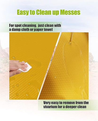 Bearded Dragon Tank Accessories, Reptile Substrate Floor, Leopard Gecko Tank Liner Mat for 40 Gallon, 20 Gallon, 50 Gallon,75 Gallon Lizard Tank, Yellow Helidrago