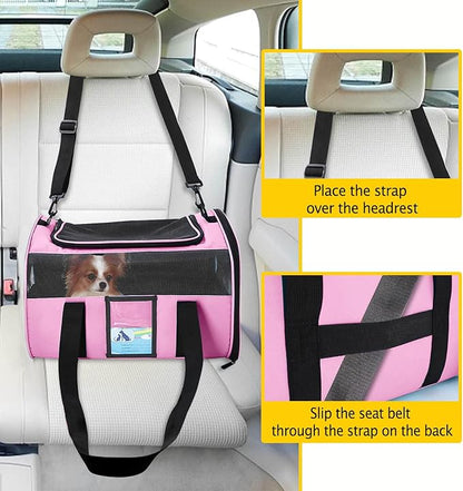 Refrze Pet Carrier Airline Approved, Cat Carriers for Medium Cats Small Cats, Soft Dog Carriers for Small Dogs Medium Dogs, TSA Approved Pet Carrier for Cats Dogs of 15 Lbs, Puppy Carrier,Pink - PAWPICO