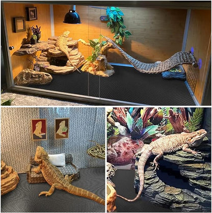 Large Size 24"X 118" Reptile Carpet, Reptile Mat, Bearded Dragon, Bearded Dragon Tank Flooring, Snake Bedding, Bearded Dragon Tank Accessories (24"X 118", 1 PCS Black Thicker Mat) TCYPUHL