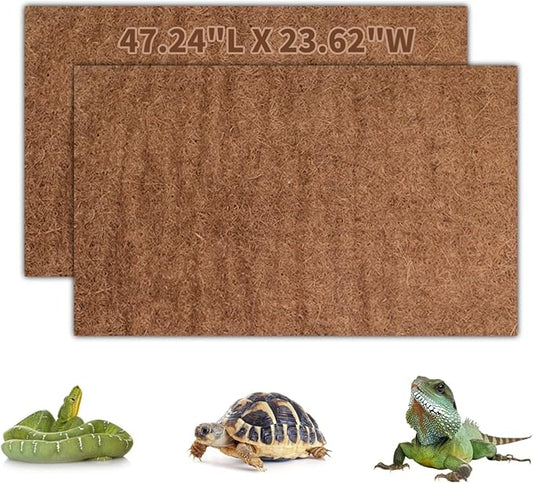 Hamiledyi Reptile Carpet Natural Coconut Fiber Tortoise Carpet Mats for Pet Terrarium Liner Reptile Supplies for Lizard Snake Chamelon Turtle Bedding Bunny Rabbit Mat (2*Sheets) Hamiledyi