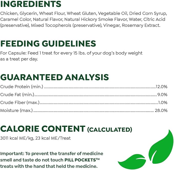 Greenies Pill Pockets for Dogs Capsule Size Natural Soft Dog Treats, Hickory Smoke Flavor, 7.9 oz. Pack (30 Treats) - PAWPICO