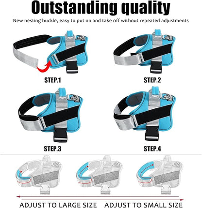 Bolux Dog Harness, No-Pull Reflective Dog Vest, Breathable Adjustable Pet Harness with Handle for Outdoor Walking - No More Pulling, Tugging or Choking (OceanicBlue, X-Large (Pack of 1)) Bolux