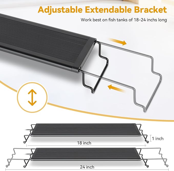 hygger 18W LED Aquarium Light, 18-24 Inch Fish Tank Light with Timer Auto On/Off, Sunrise Sunset Mode, Adjustable Brightness and Colors, Full Spectrum Light with Extendable Brackets for Freshwater hygger