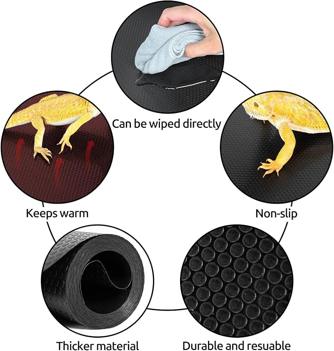 REPTIZOO Reptile Substrate Mat Terrarium Carpet, 118" x 23.6" Non-Adhesive Reptile Terrarium Bedding Substrate Liner, Reptile Tank Accessories for Bearded Dragon,Leopard Gecko,Lizard,Tortoise REPTIZOO