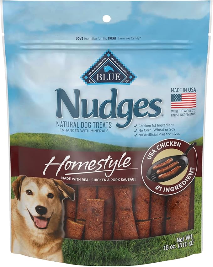 Blue Buffalo Nudges Homestyle Natural Dog Treats Chicken and Pork Bag - PAWPICO