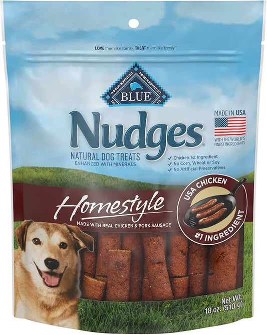 Blue Buffalo Nudges Homestyle Natural Dog Treats Chicken and Pork Bag - PAWPICO