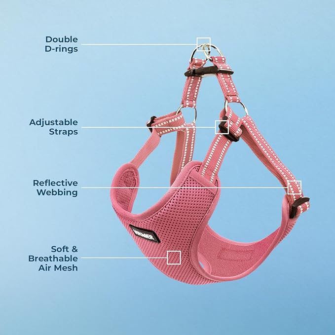 Best Pet Supplies Voyager Adjustable Dog Vest Harness Breathable No Pull Harness for Small, Medium, Large Dogs, Heavy Duty Harness for Walking, Jogging, Easy Step-in, Reflective Stripes - (Pink), L BestPetSuppliesLLC