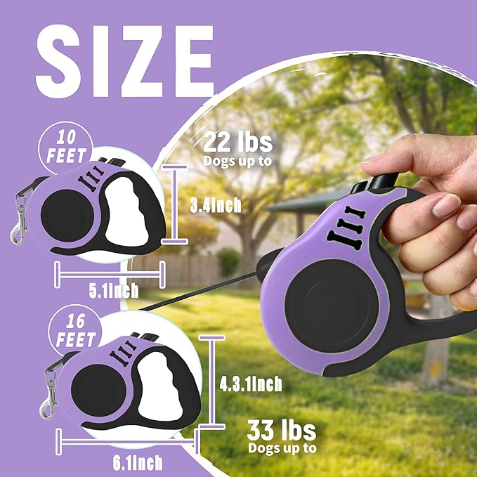 Retractable Dog Leash Automatic Telescopic Tractor Dog Tape, Pet Tape 10/16 FT Durable and Convenient, with Non-Slip Handle, Suitable for Small and Medium-Sized Dogs LIEVUIKEN