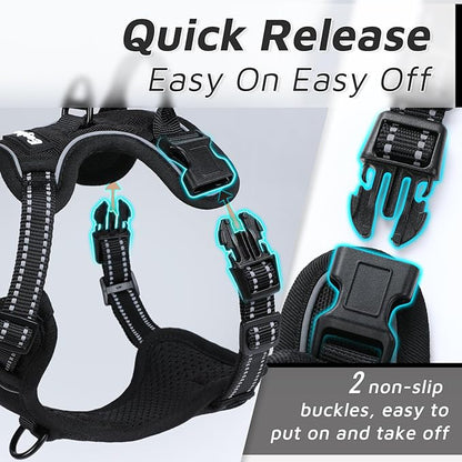 Eagloo Small Dog Harness No Pull, Service Vest with Reflective Strips and Control Handle, Adjustable and Comfortable for Easy Walking, No Choke Pet Harness with 2 Metal Rings, Black, XS GoExplorewithEagloo