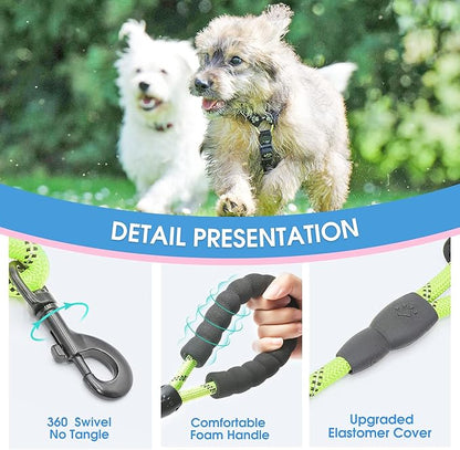BAAPET 2/4/5/6 FT Dog Leash with Comfortable Padded Handle and Highly Reflective Threads for Small Medium and Large Dogs (5FT-1/3'', Green) BAAPET