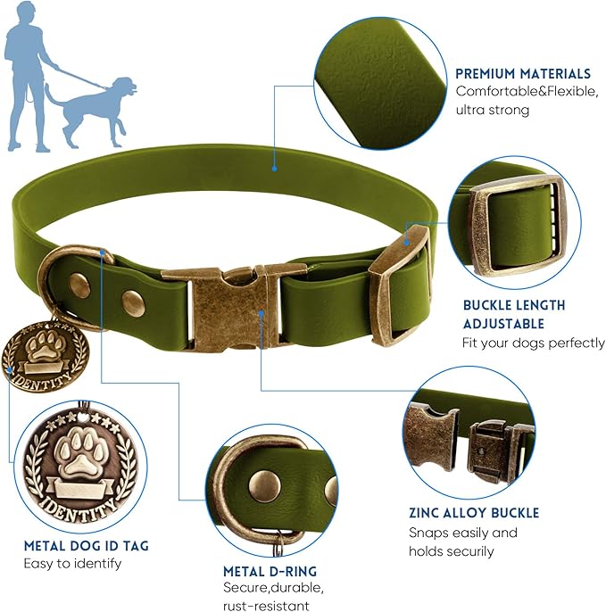 Wisedog Dog Collar and Leash Set Combo: Adjustable Durable Pet Collars with Dog Leashes for Small Medium Large Dogs,Includes One Bonus of Poop Bag Holder (L, Green) WisedogPetSupplies