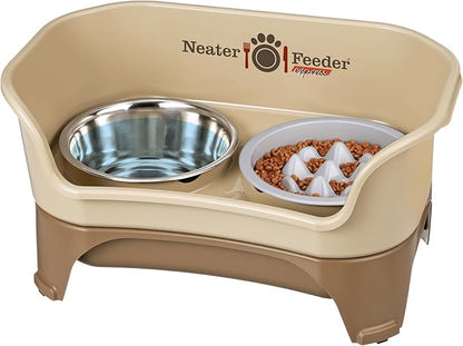 Neater Feeder Express Medium to Large Mess Proof Feeder for Dogs, 2 Cup Slow Feed Bowl & 7 Cup Stainless Steel Water Bowl, No Spill, Non-Tip, Non-Slip, Elevated Dog Bowls. Aids Digestion. Made in USA - PAWPICO