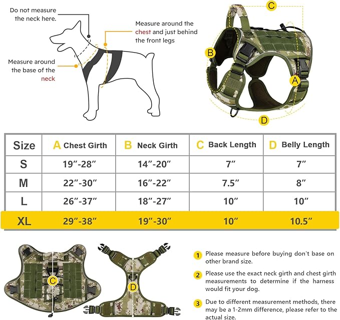 WINGOIN Tactical Dog Harness for Extra Large Dogs, Heavy Duty No Pull Dog Harness with Handle, Adjustable Reflective Military K9 German Shepherd Big Dog Vest for Training, Walking, Green Camo(XL) WINGOIN