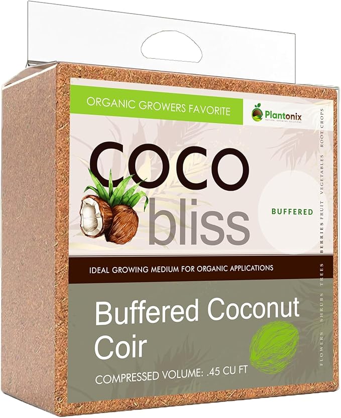 Buffered Coco Bliss (10lbs) - 100% Buffered Coco Coir - Organic Coco Coir for Plants, Garden Soil, & Potting Mixes - Coconut Fiber Substrate Mixes with Potting Soil for Indoor Plants & Outdoor Plants Plantonix