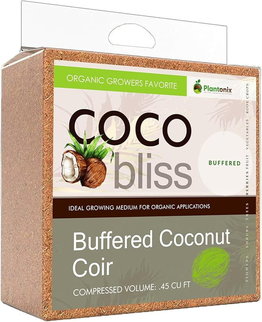 Buffered Coco Bliss (10lbs) - 100% Buffered Coco Coir - Organic Coco Coir for Plants, Garden Soil, & Potting Mixes - Coconut Fiber Substrate Mixes with Potting Soil for Indoor Plants & Outdoor Plants Plantonix